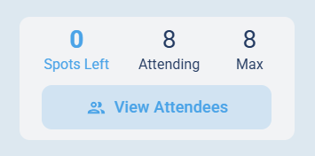 A session's signup area with the View Attendees button.