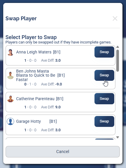 Animation showing the player swap workflow in Settings