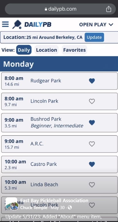 The original DailyPB, circa 2022. A simple weekly schedule, Monday through Sunday. That was it.