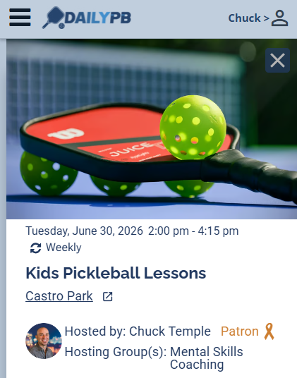 A session details popup showing "Hosted by" the Main Host and the hosting group.