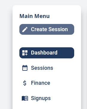 The host Main Menu with Create Session at the top