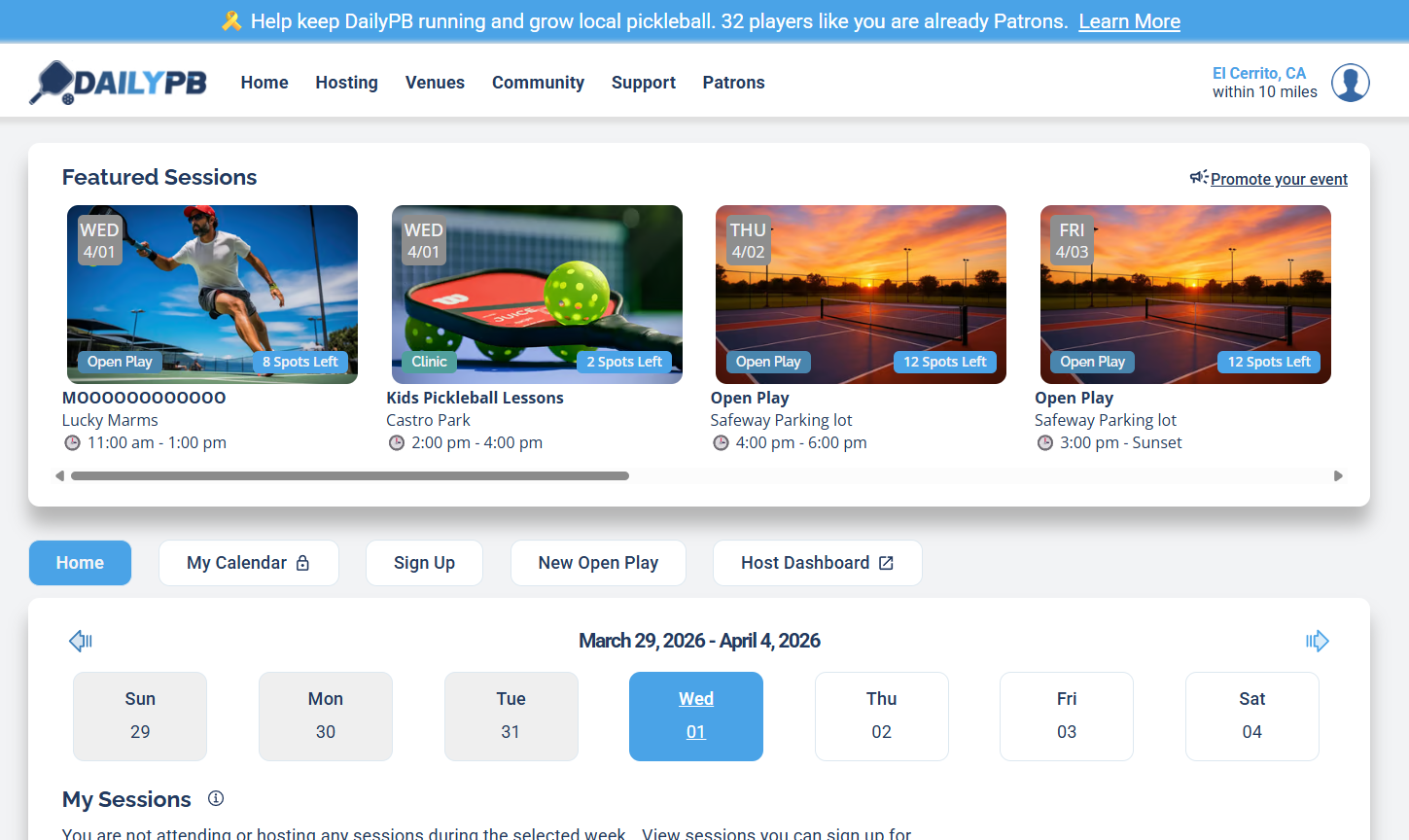 The DailyPB homepage showing the navigation bar with the profile icon in the top-right corner