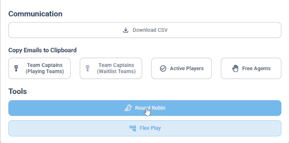 The Host Tools panel with the Round Robin button highlighted under the Tools heading.