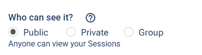 The "Who can see it?" setting with Public, Private, and Group options.